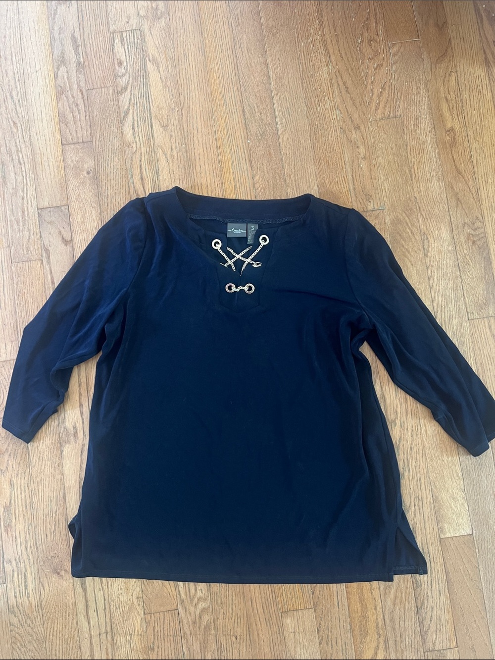 Chico's Navy Blue Lace-Up Eyelet Women's Tunic